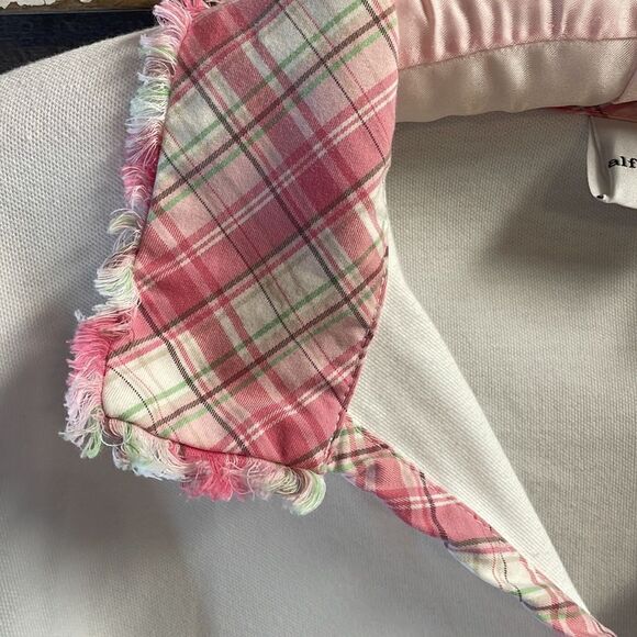 Alfred Dunner White Ladies Top, Size XL, Pink Plaid Collar & Trim - Picture 6 of 8